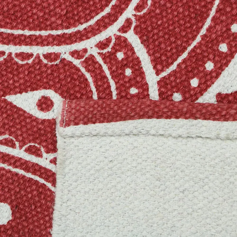 Mandala Art Crimson Red Cotton Yoga Mat