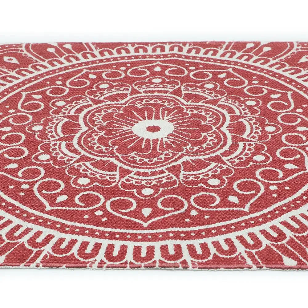Mandala Art Crimson Red Cotton Yoga Mat