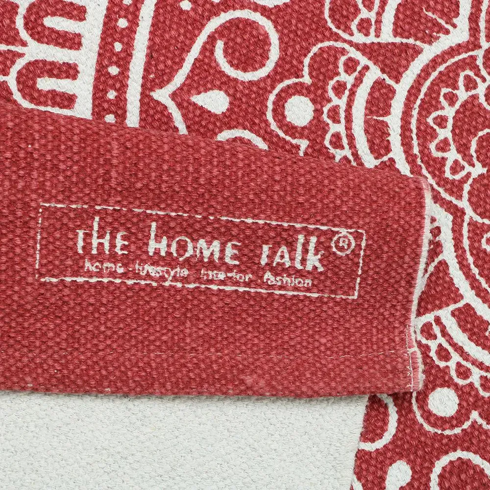 Mandala Art Crimson Red Cotton Yoga Mat