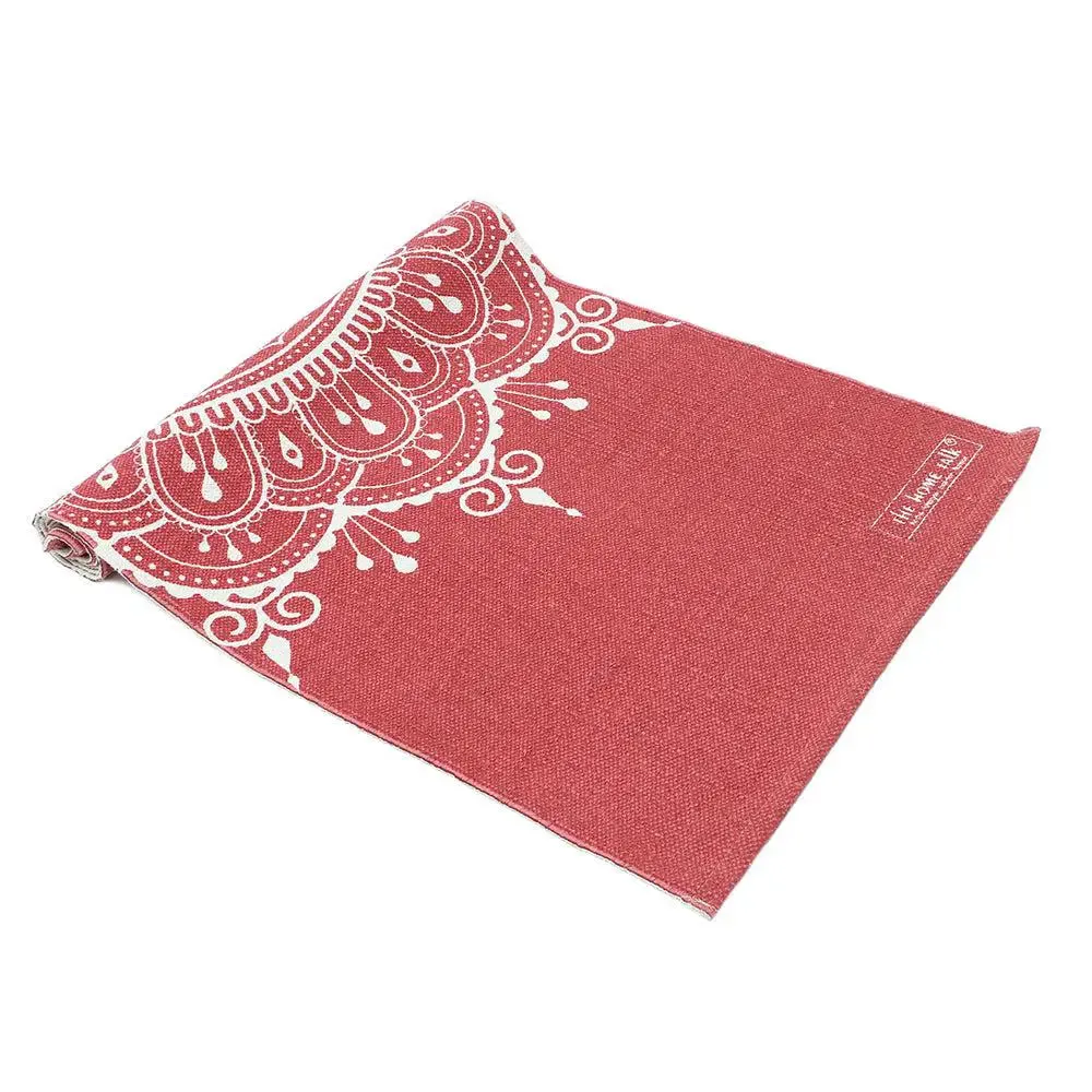 Mandala Art Crimson Red Cotton Yoga Mat
