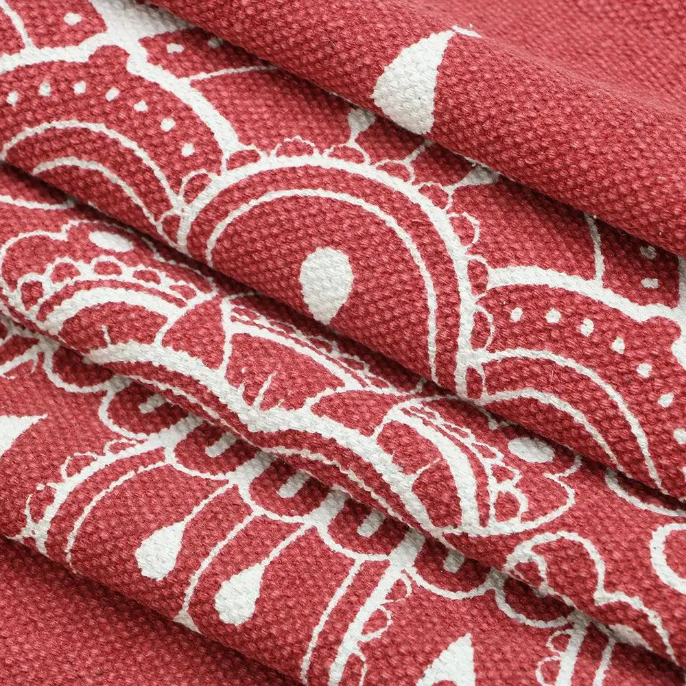 Mandala Art Crimson Red Cotton Yoga Mat