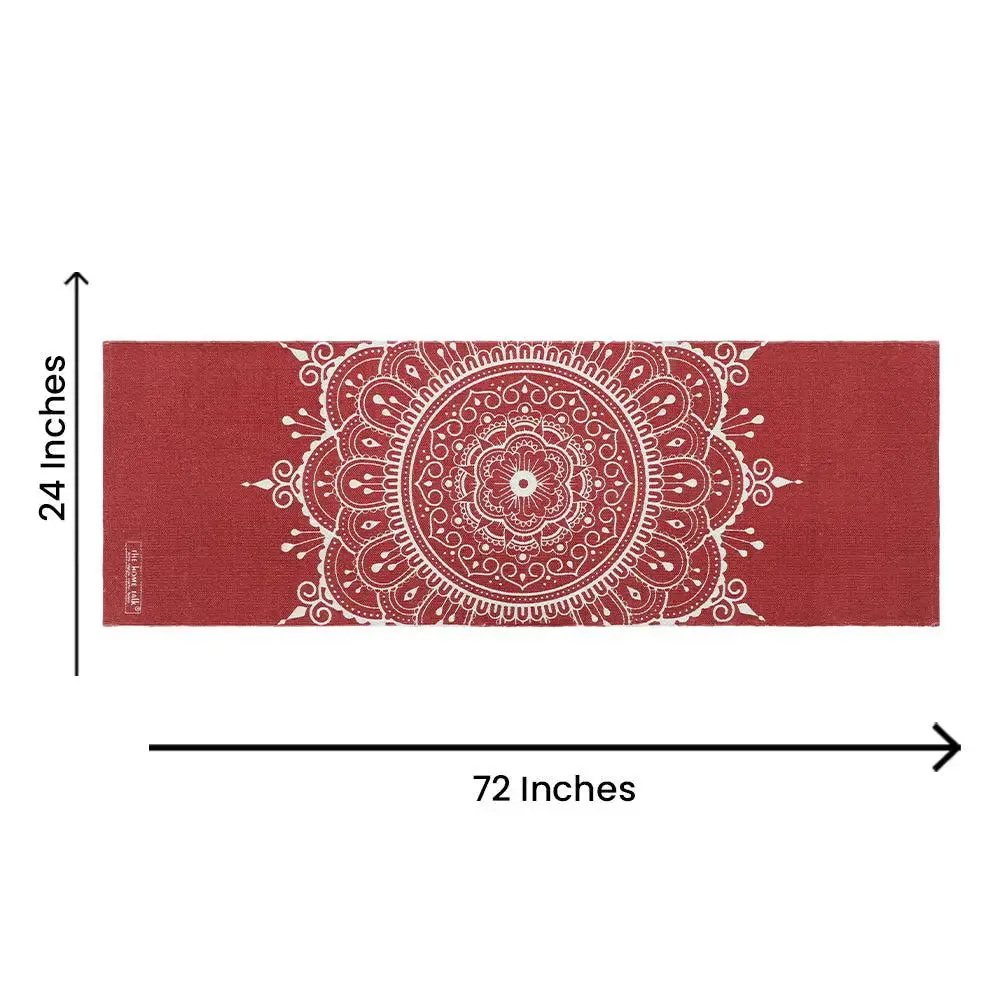Mandala Art Crimson Red Cotton Yoga Mat