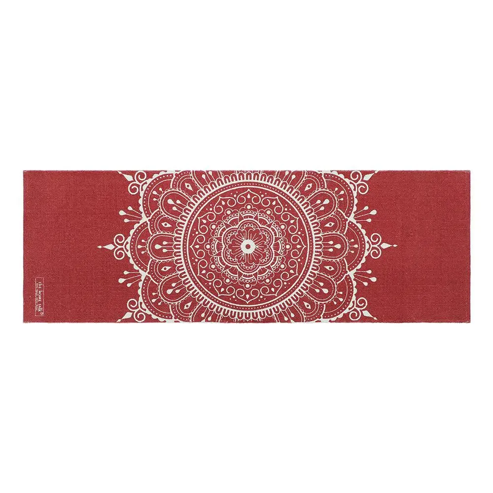 Mandala Art Crimson Red Cotton Yoga Mat
