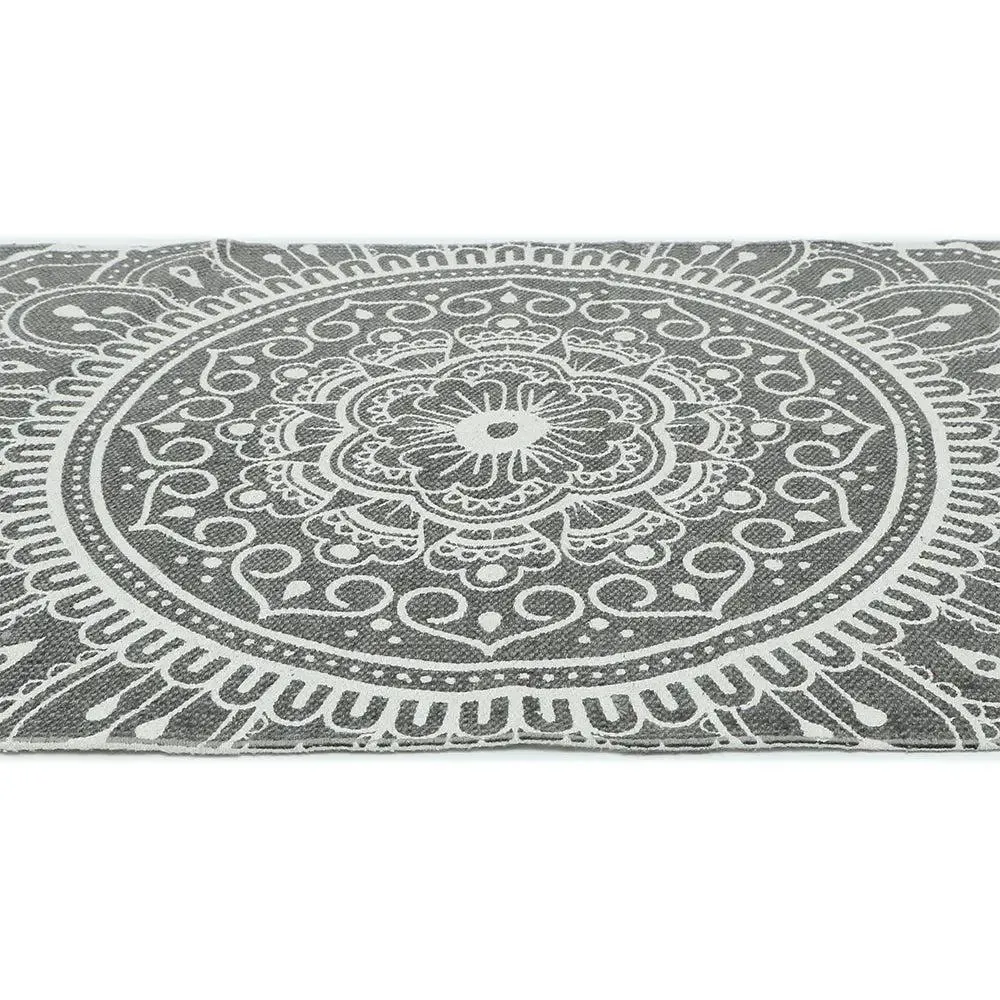 Mandala Art Grey Cotton Yoga Mat