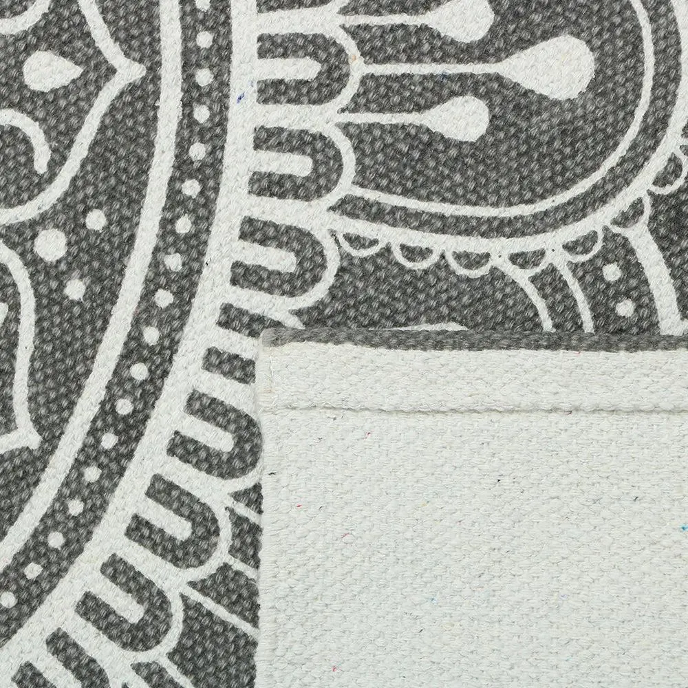 Mandala Art Grey Cotton Yoga Mat