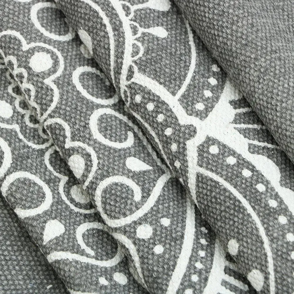 Mandala Art Grey Cotton Yoga Mat