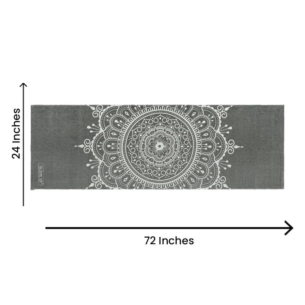 Mandala Art Grey Cotton Yoga Mat