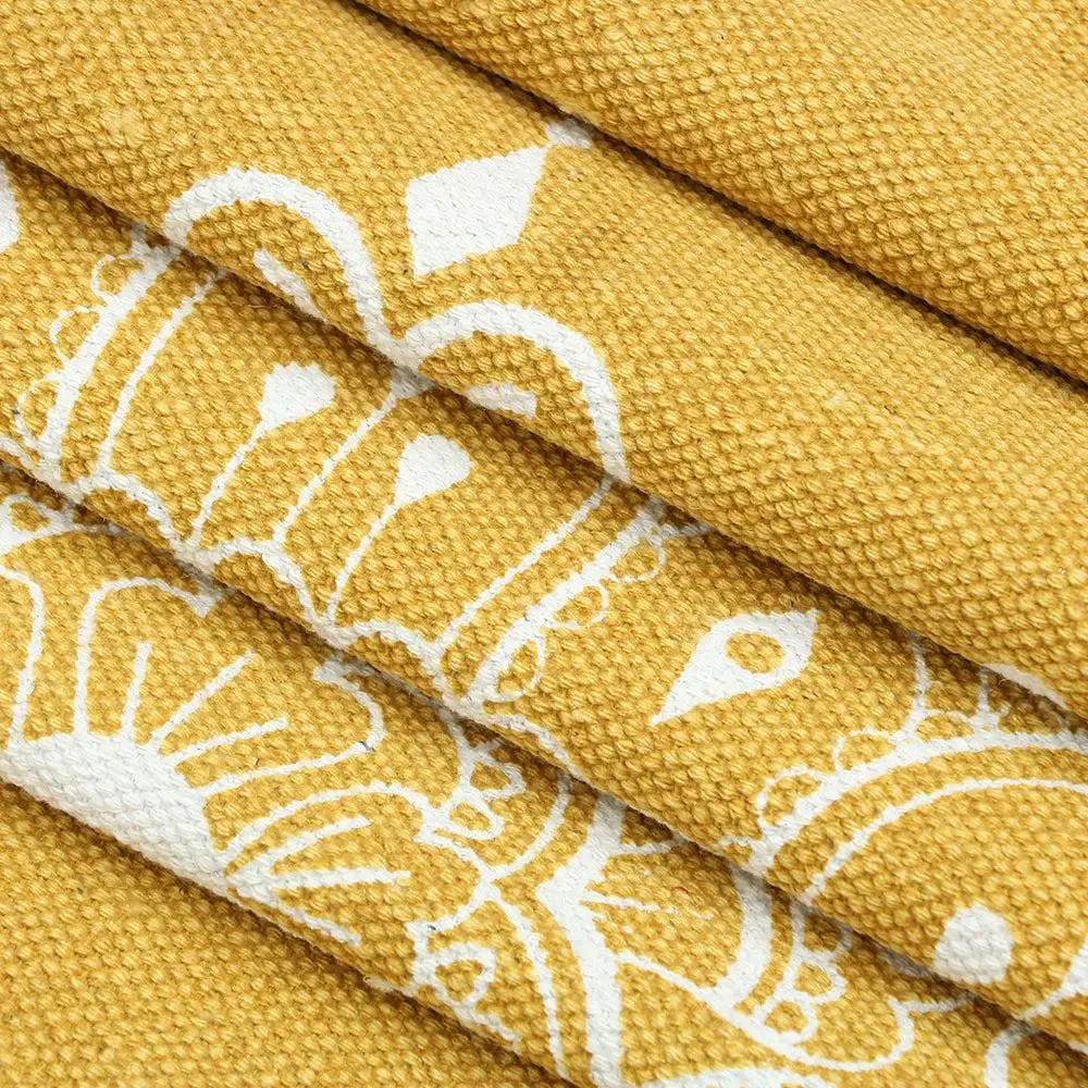Mandala Art Yellow Cotton Yoga Mat