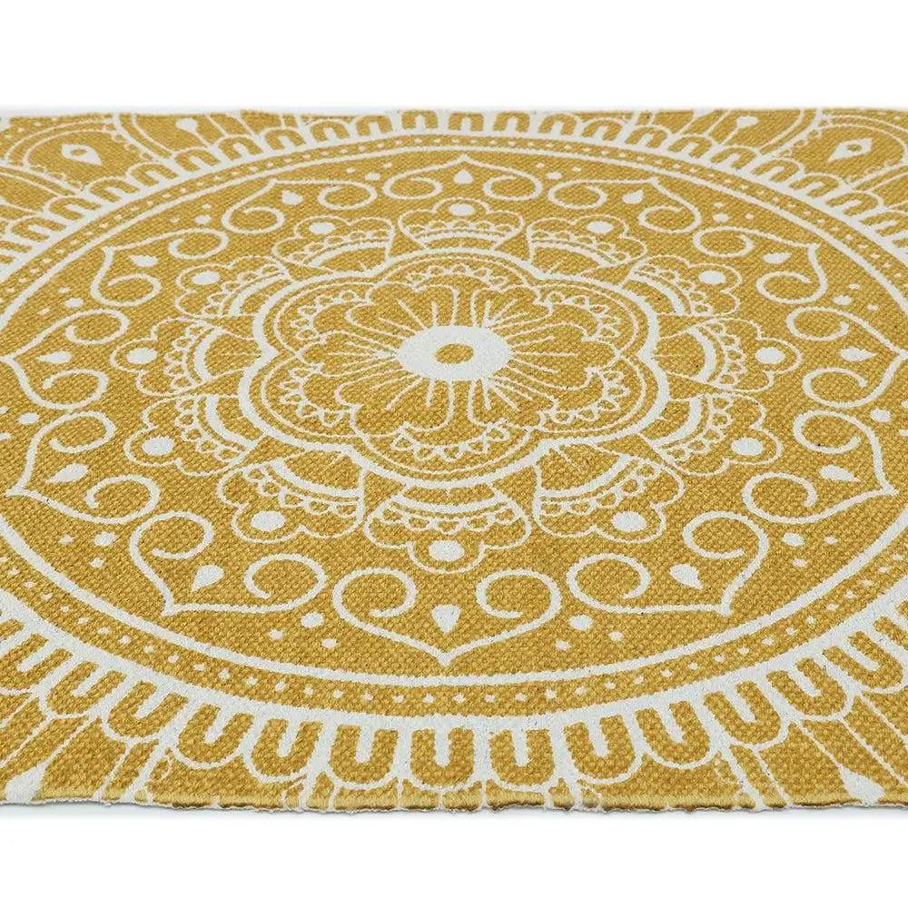 Mandala Art Yellow Cotton Yoga Mat