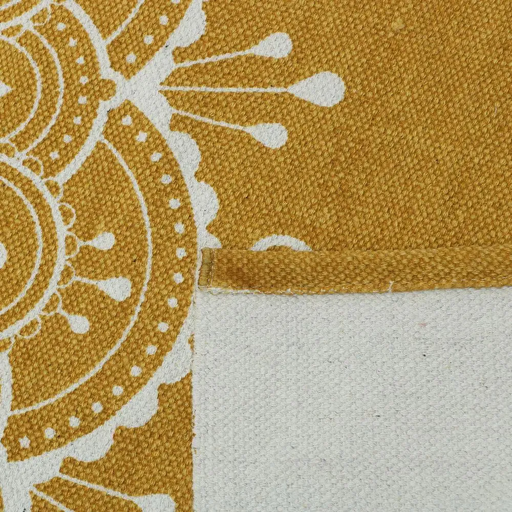 Mandala Art Yellow Cotton Yoga Mat