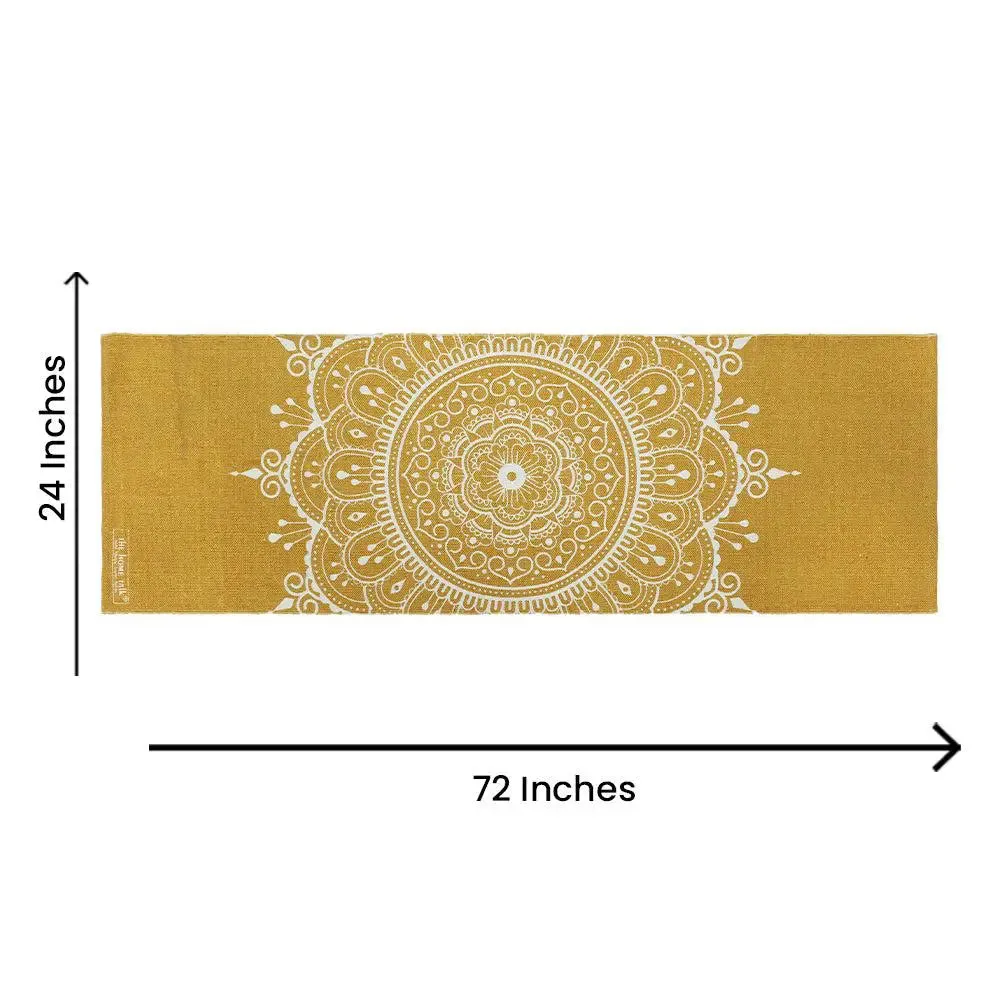 Mandala Art Yellow Cotton Yoga Mat