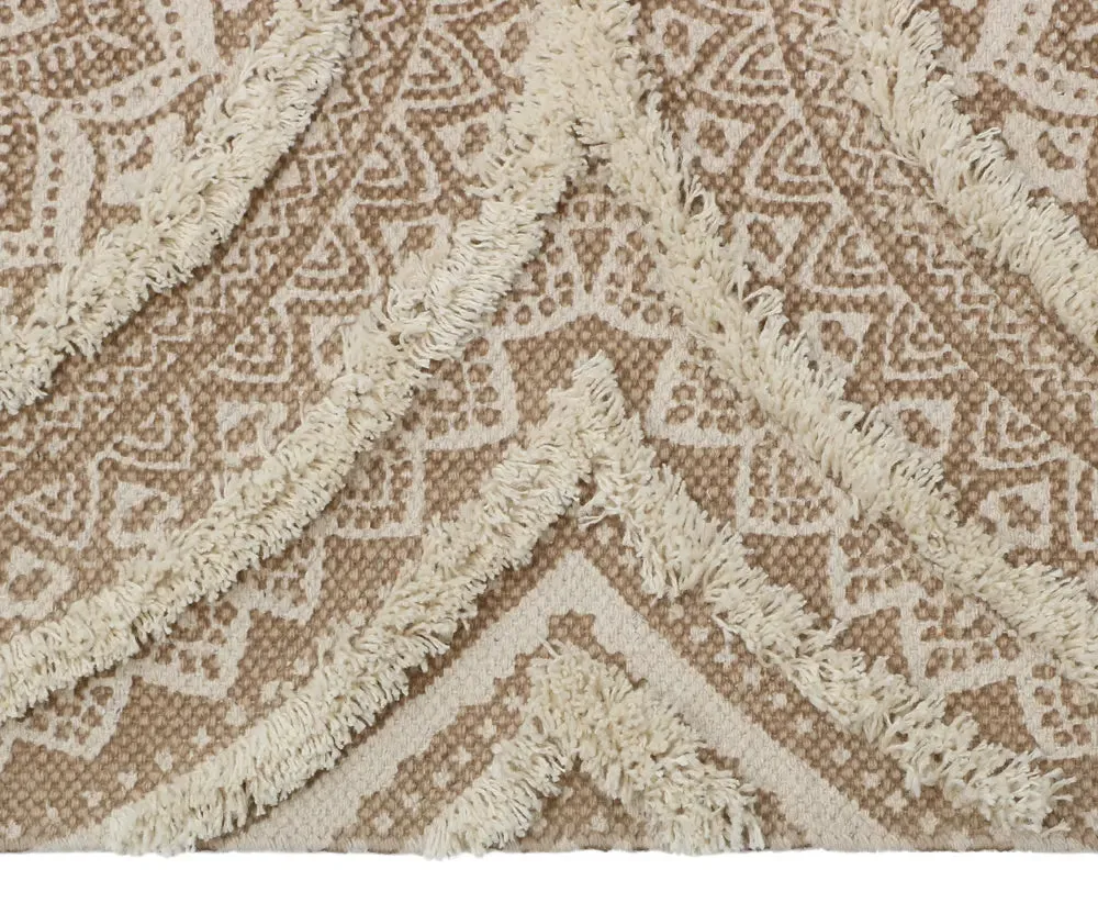 Mandala Design Beige Handmade Tufted 100% Cotton Non-Slip Washable Area Rug- 2x3 ft