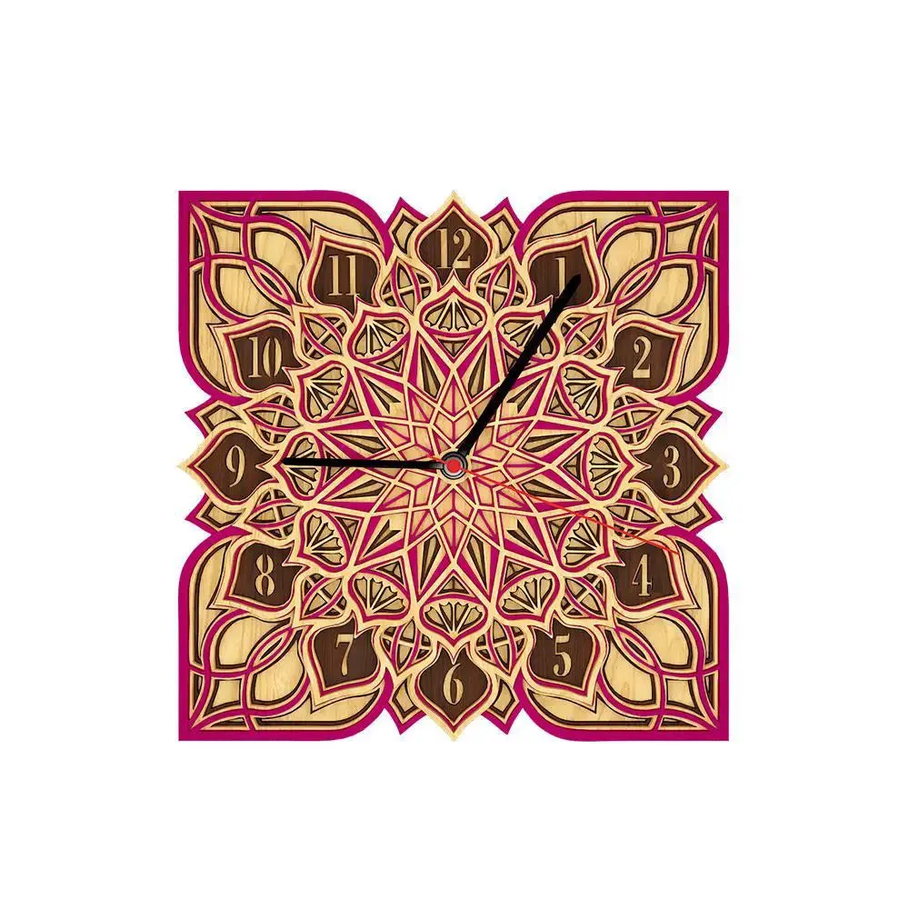Mandala Floral Designer Multi Layer Wooden Wall Clock