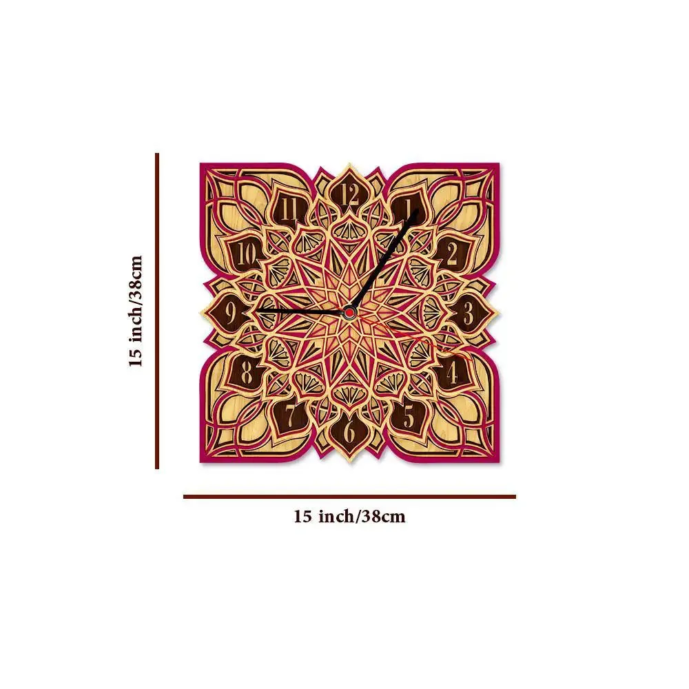 Mandala Floral Designer Multi Layer Wooden Wall Clock