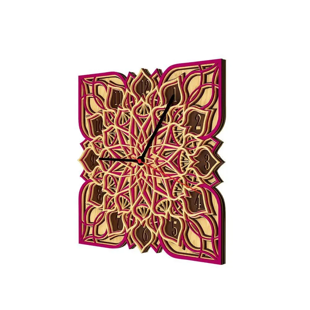 Mandala Floral Designer Multi Layer Wooden Wall Clock