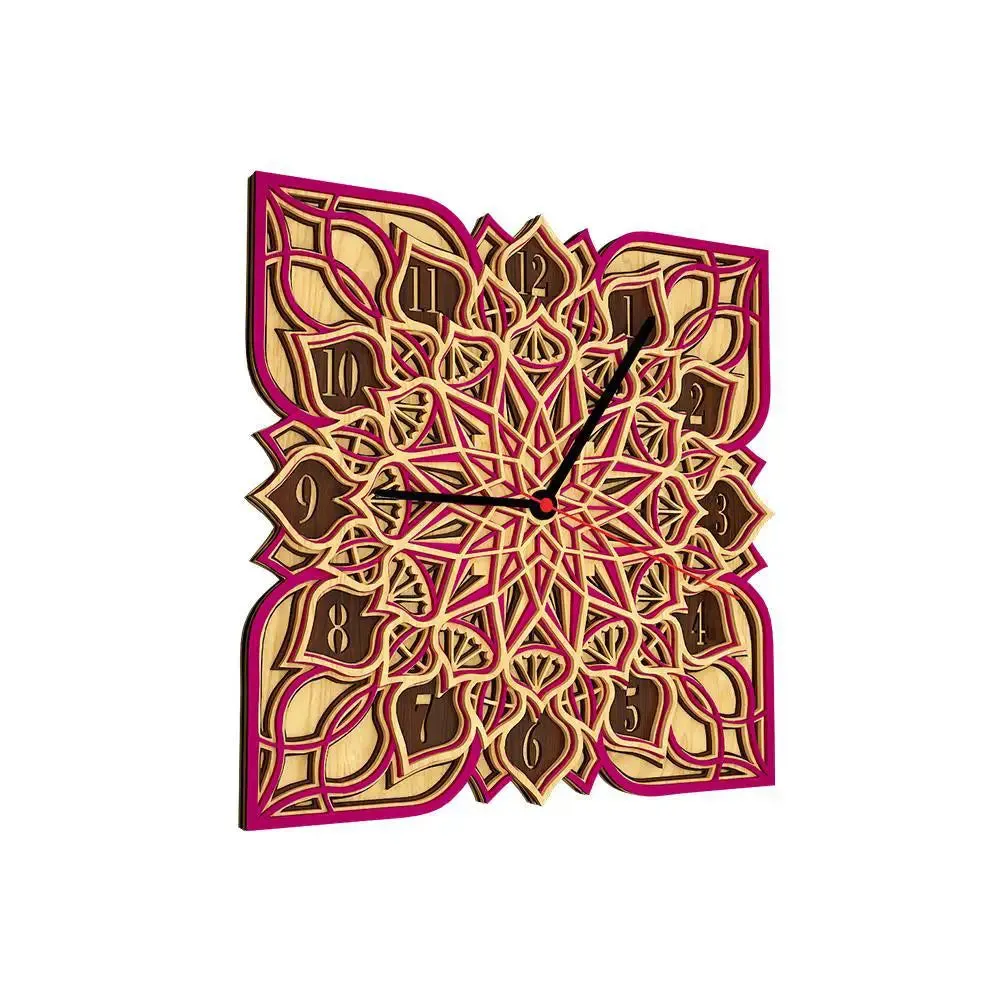 Mandala Floral Designer Multi Layer Wooden Wall Clock