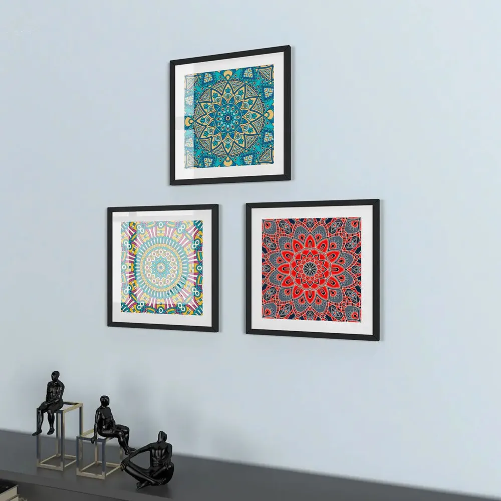 Mandala Pattern Framed Set of 3