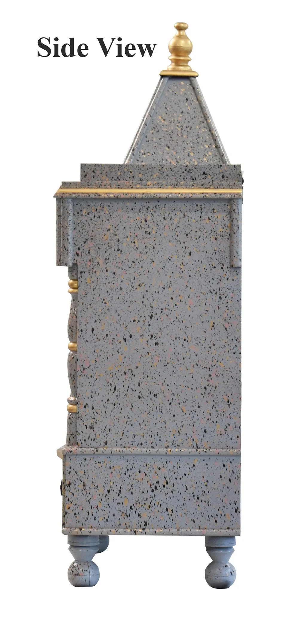 Marble Finish Engineered Wood Silver Pooja Temple