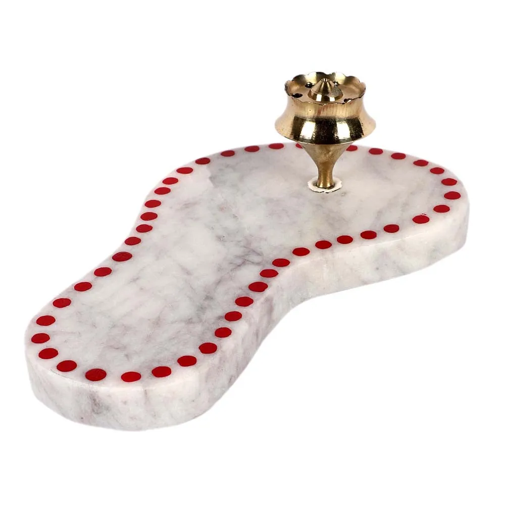 Marble Goddess Feet Diya & Agarbatti Stand