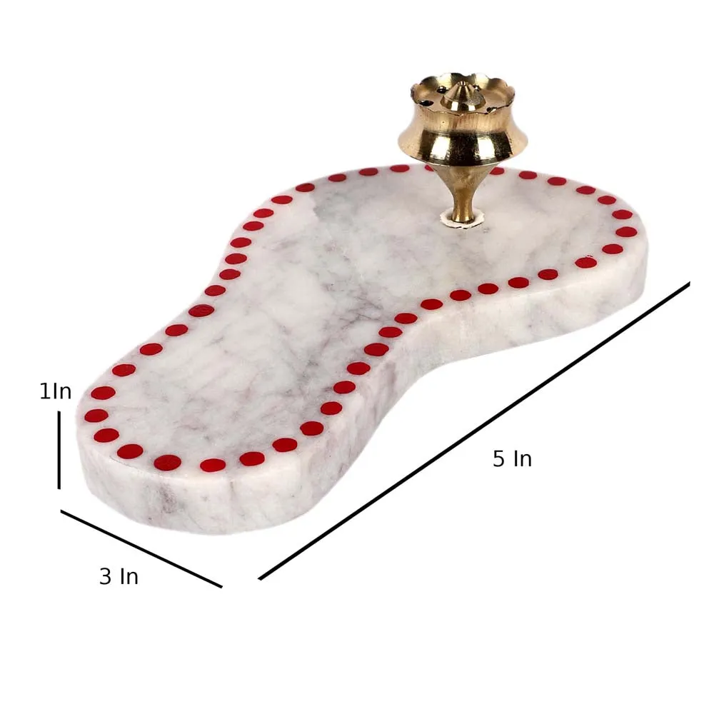 Marble Goddess Feet Diya & Agarbatti Stand