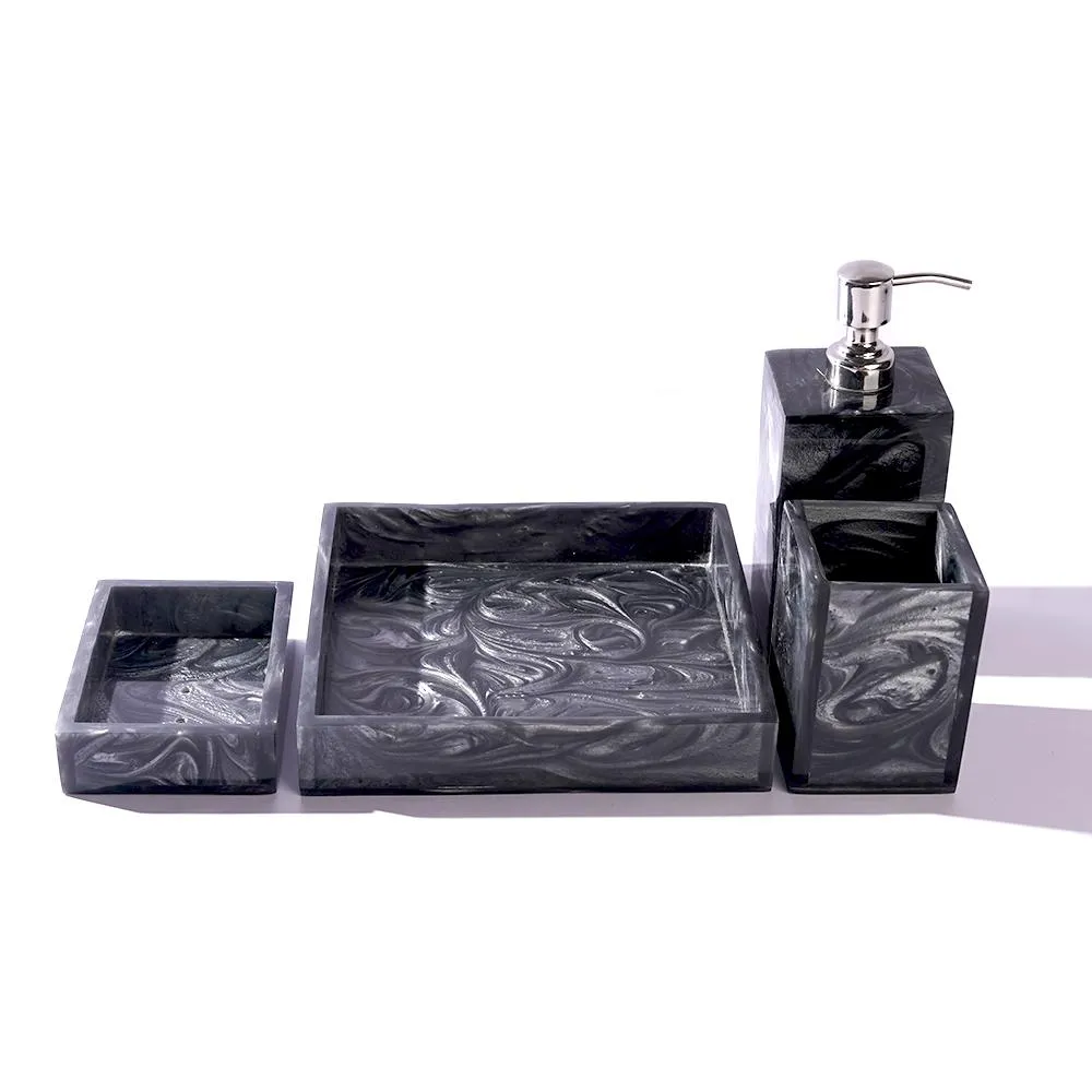 Marble Motif Slate Grey Bath Accessories Set