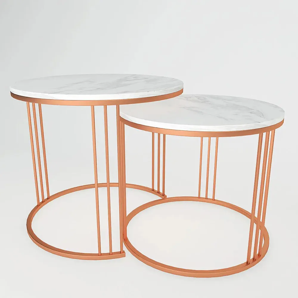Marble only Classic Tethered Copper Table (Set of 2) Small marble