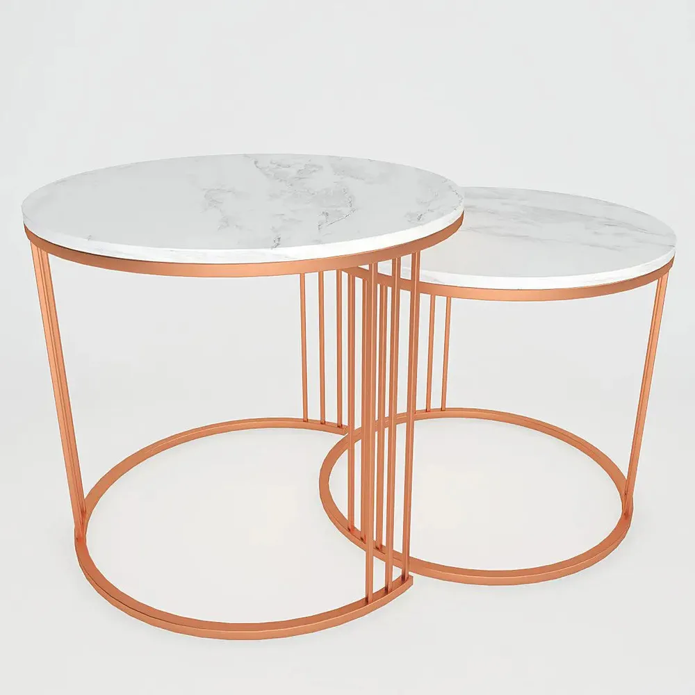 Marble only Classic Tethered Copper Table (Set of 2) Small marble