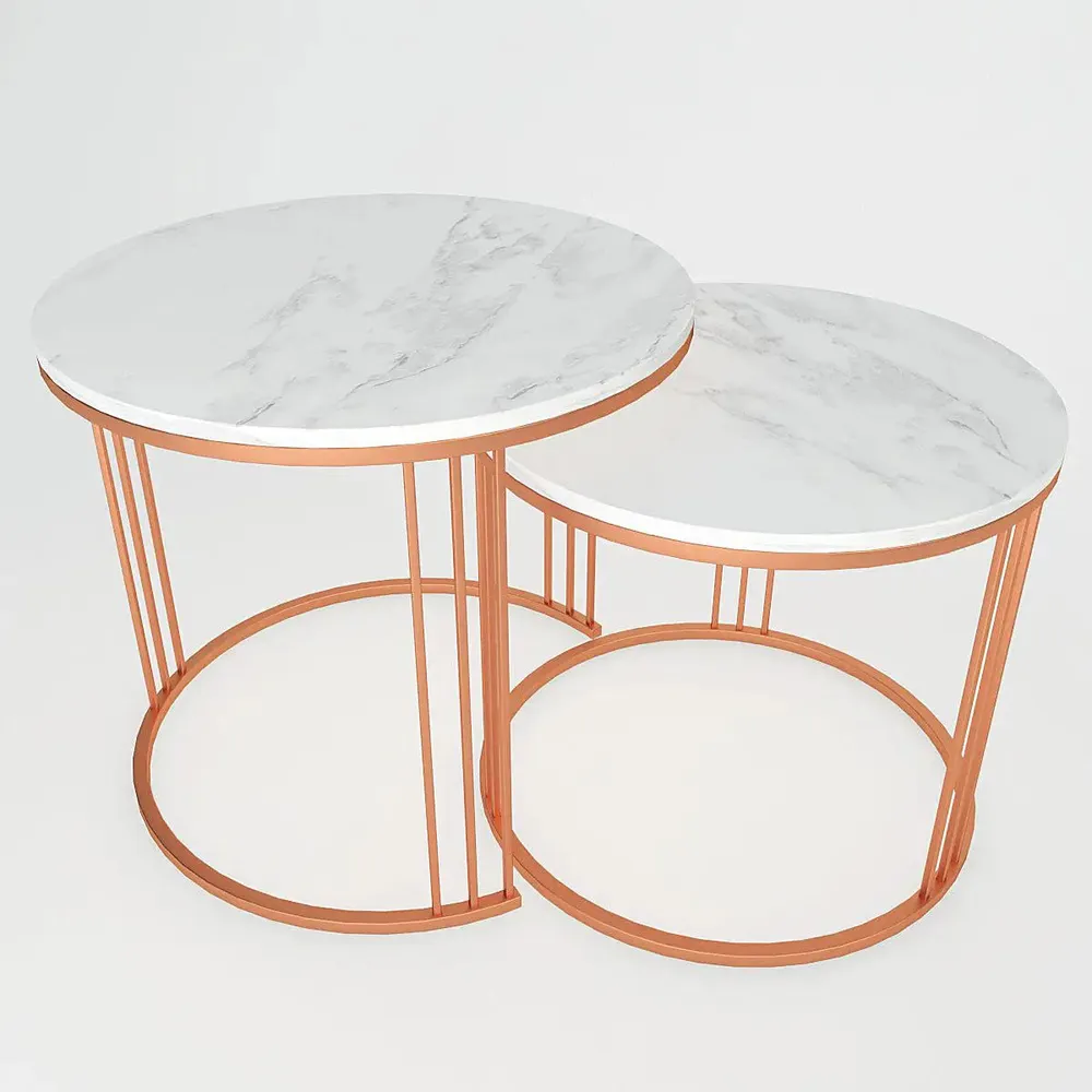 Marble only Classic Tethered Copper Table (Set of 2) Small marble