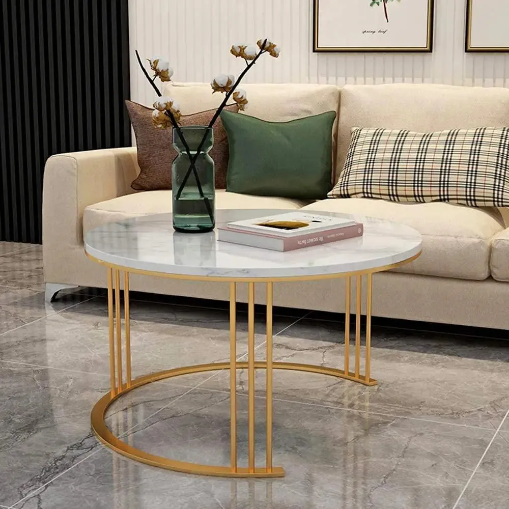 Marble only Classic Tethered Metallic Table (Set of 2) Large marble