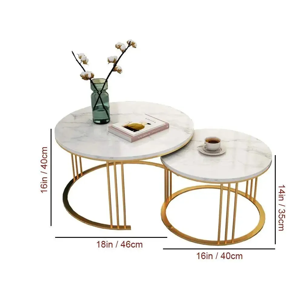 Marble only Classic Tethered Metallic Table (Set of 2) Large marble