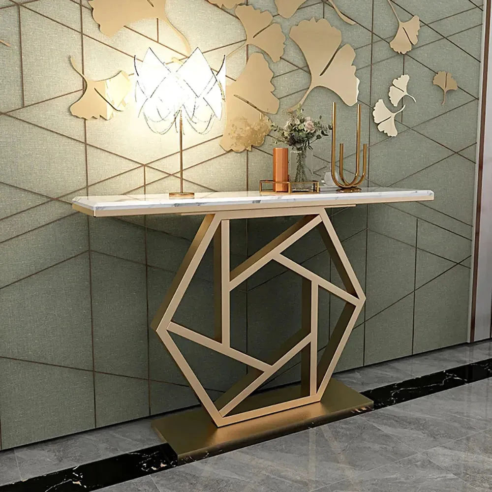 Marble only Contemporary Console Table In Hexagonal Design