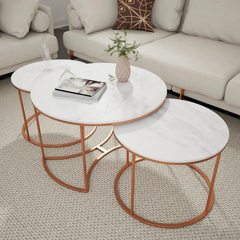 Marble Only For Copper Nesting Tables Trio Set Of 3 Large marble
