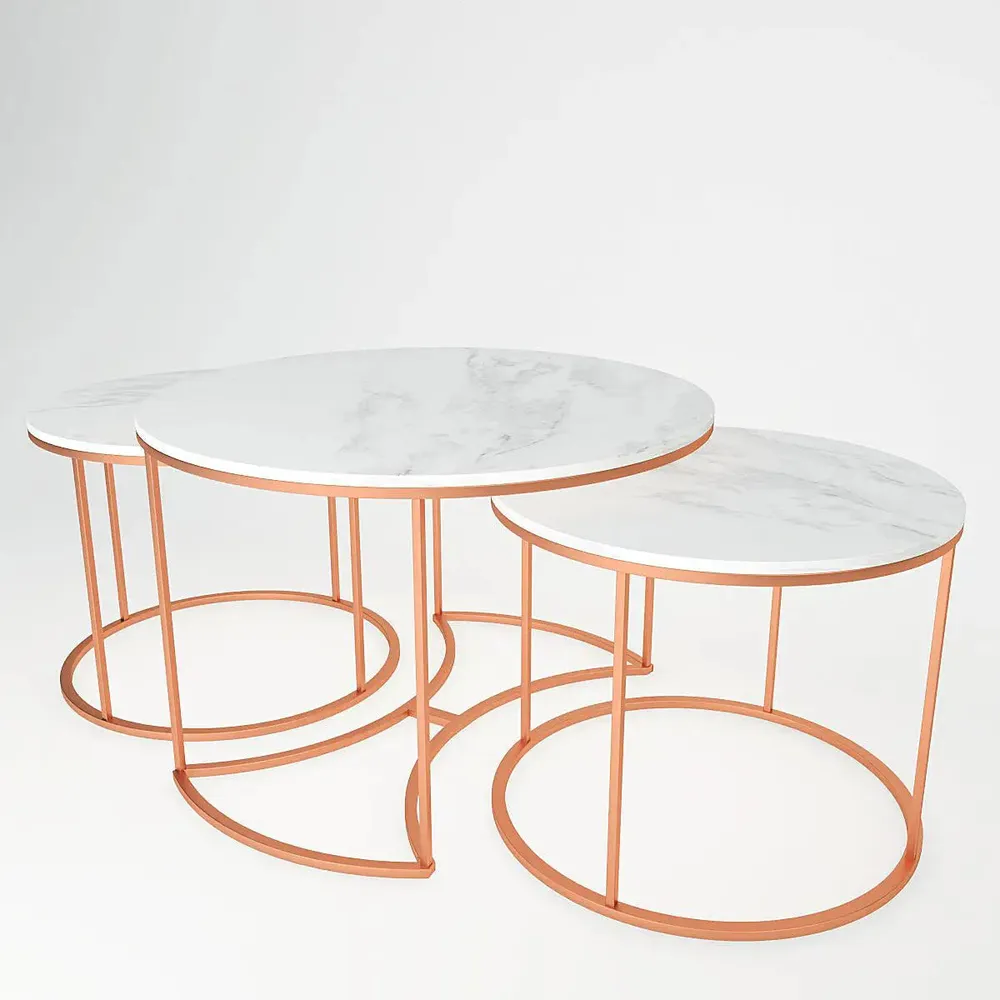 Marble Only For Copper Nesting Tables Trio Set Of 3 Large marble