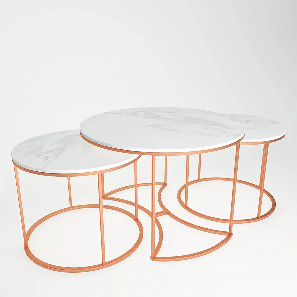 Marble Only For Copper Nesting Tables Trio Set Of 3 Large marble