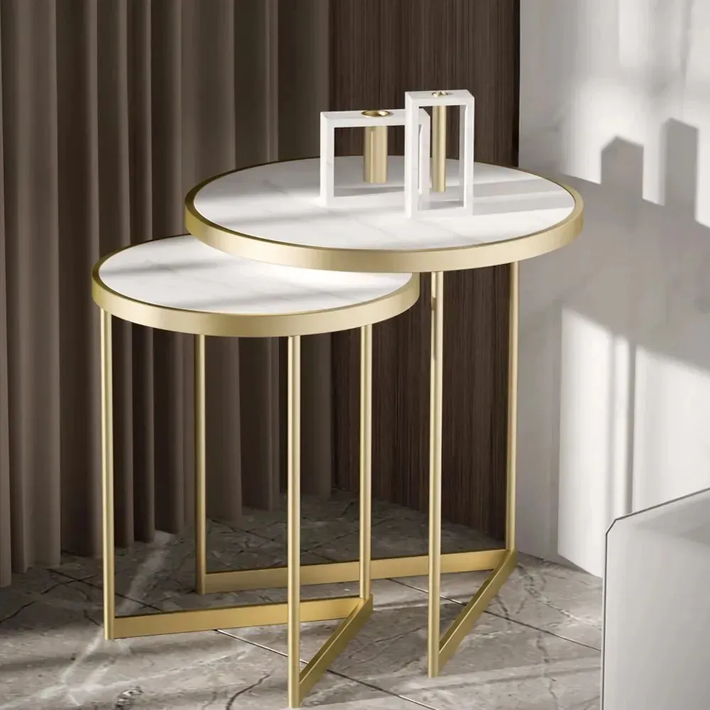 Marble Only For Duo Golden Metal Nesting Side Tables Small