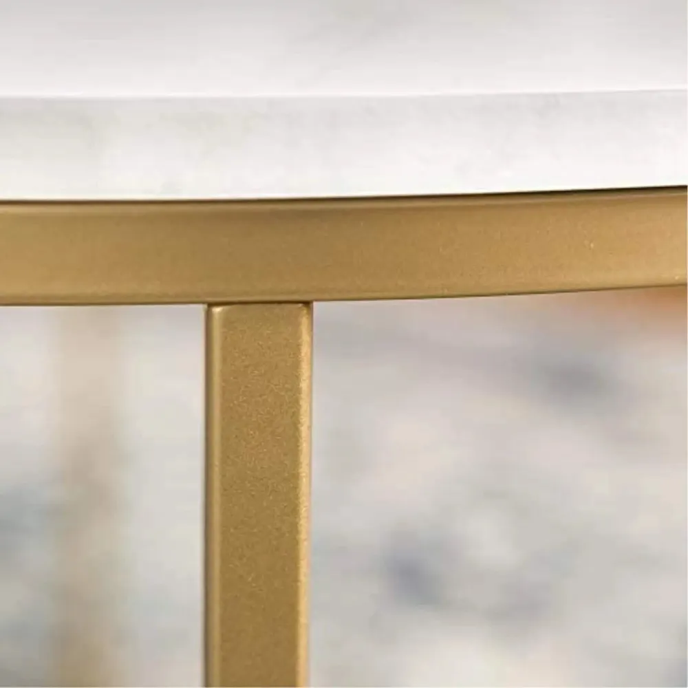 Marble Only For Minimalist Golden Metal Centre Table In Criss Cross Design