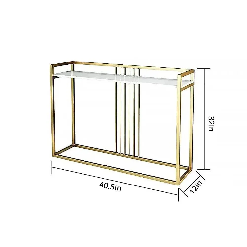Marble Only For Modern Console Table In Sleek Golden Rods Design