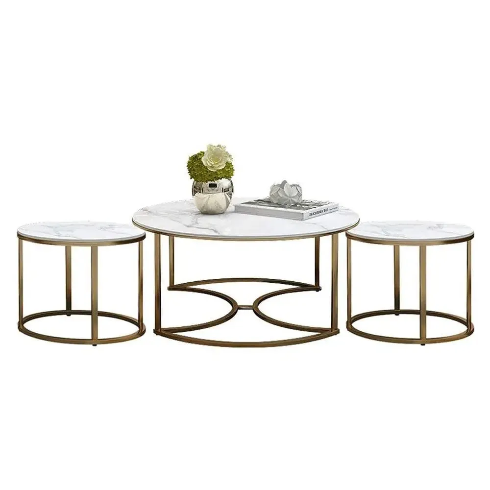 Marble only Golden Nesting Tables Trio Large marble