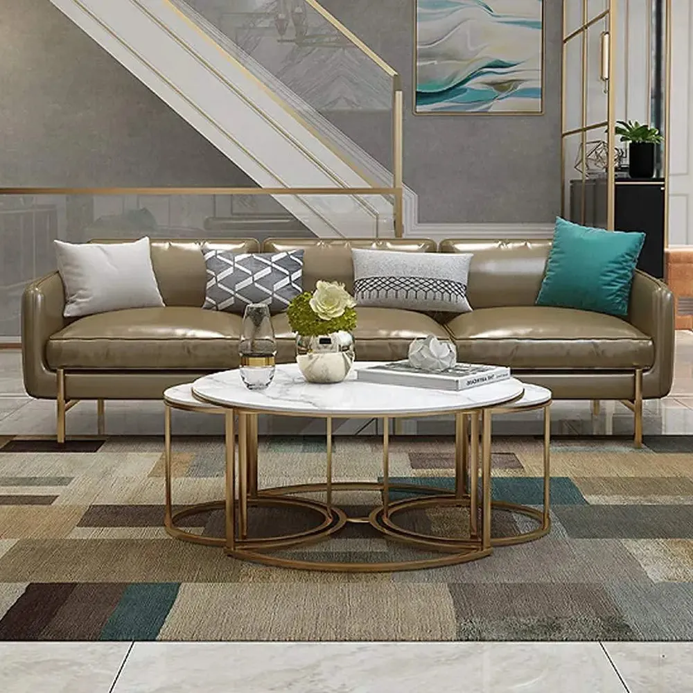 Marble only Golden Nesting Tables Trio Large marble