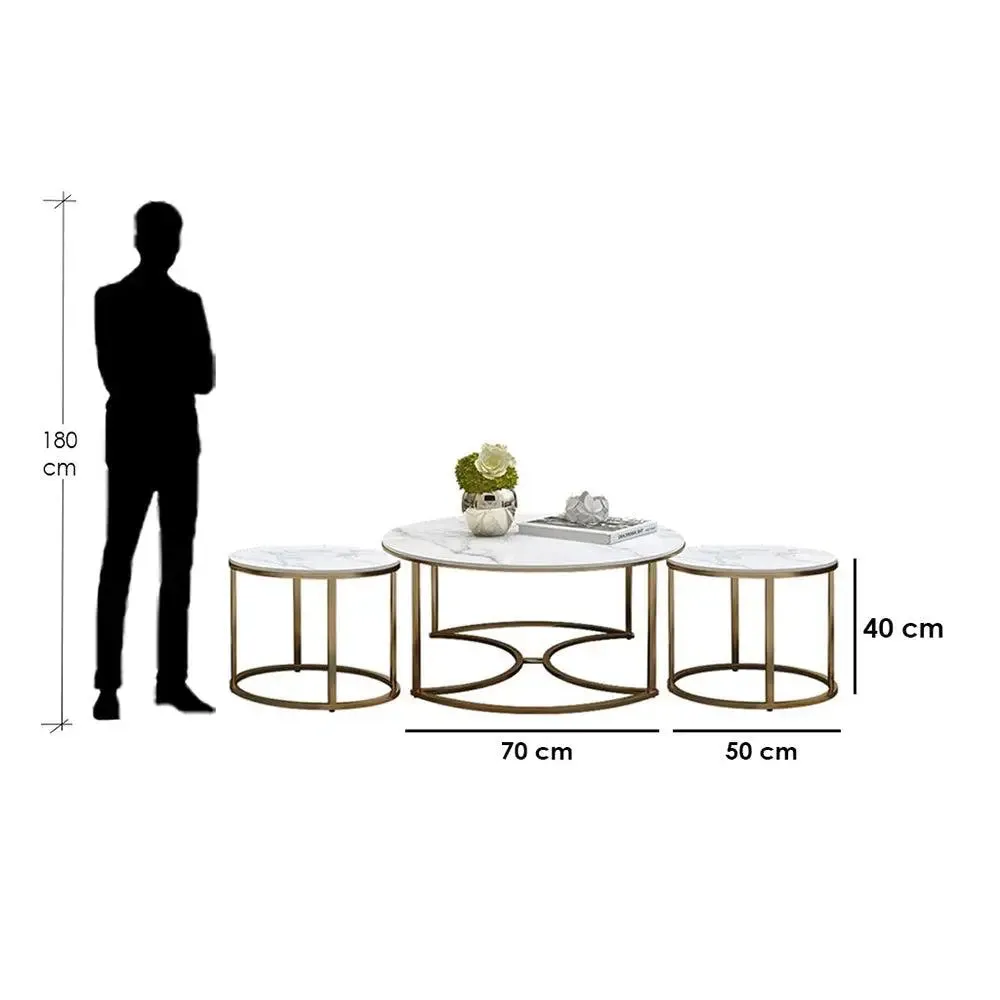 Marble only Golden Nesting Tables Trio Large marble