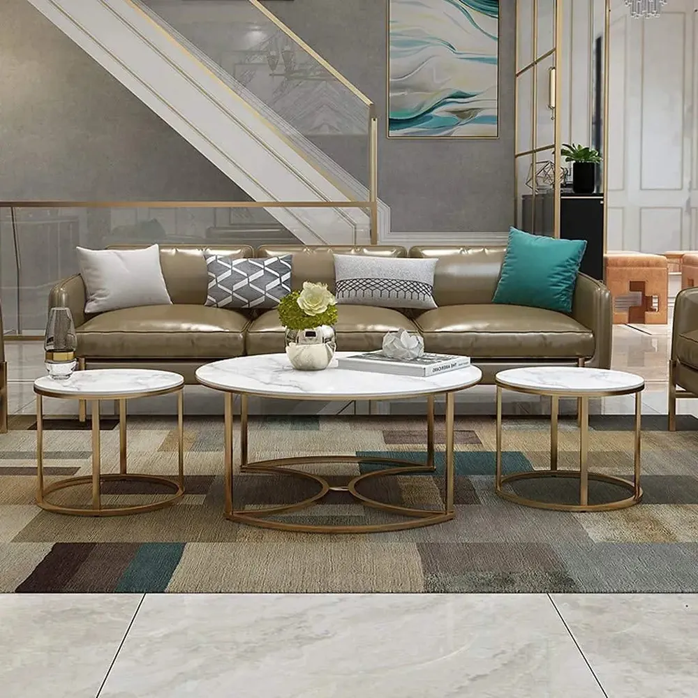 Marble only Golden Nesting Tables Trio Large marble