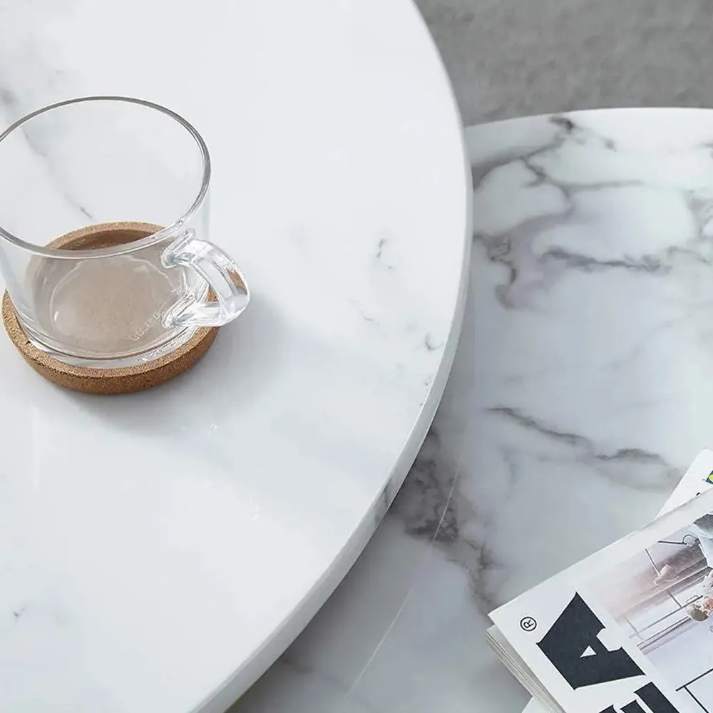 Marble only Metallic Nesting Center Tables In Golden Luxe Base Large Marble