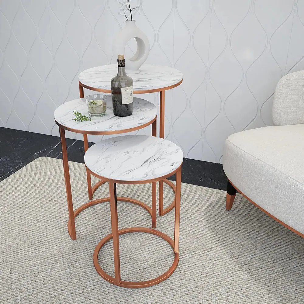 Marble only "Trio Copper Nesting Table - Set of 3  " Medium marble