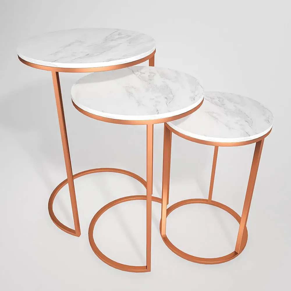 Marble only "Trio Copper Nesting Table - Set of 3  " Medium marble
