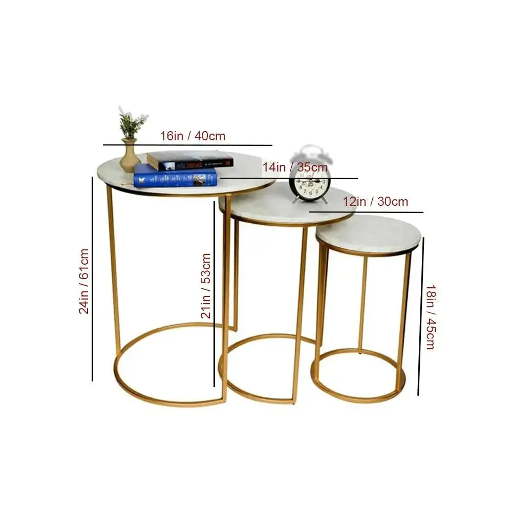 Marble only Trio Golden Coffee Tables (set of 3) Large marble