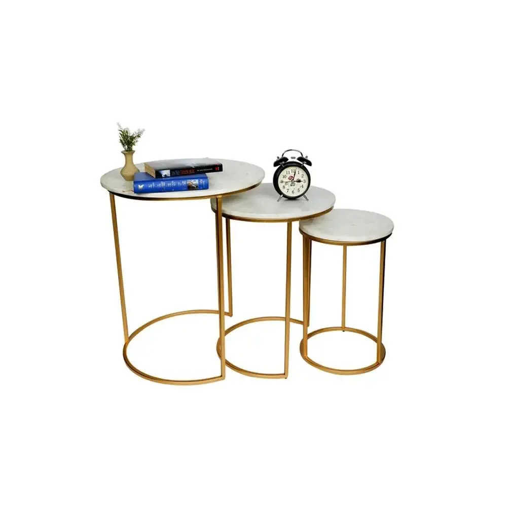 Marble only Trio Golden Coffee Tables (set of 3) Large marble