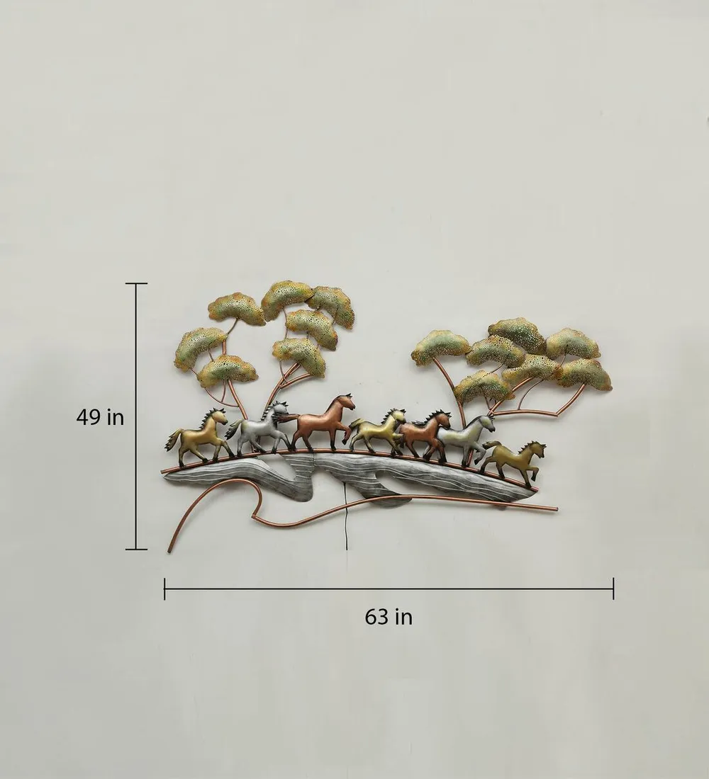 Marching Stoic Horses LED Metal Wall Art