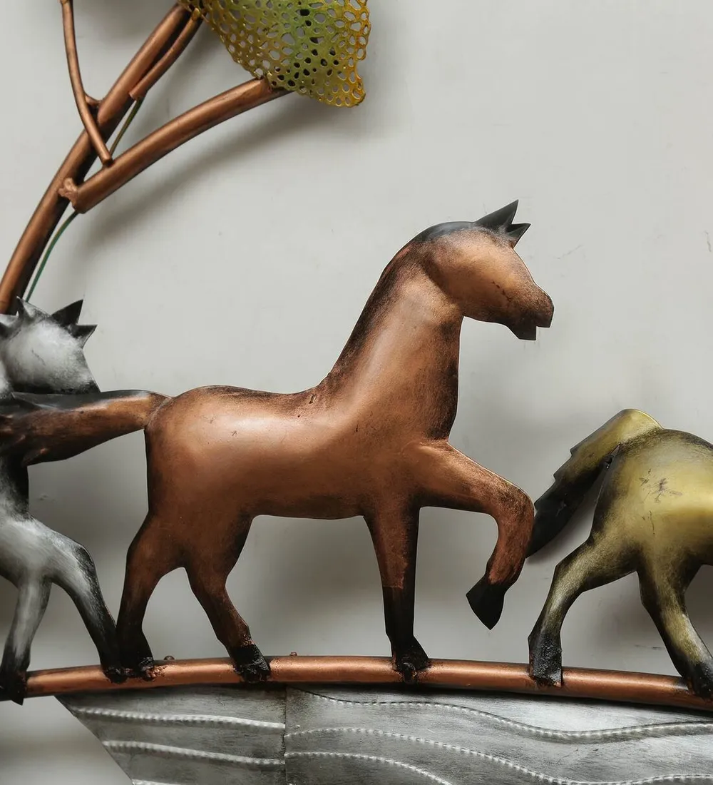 Marching Stoic Horses LED Metal Wall Art