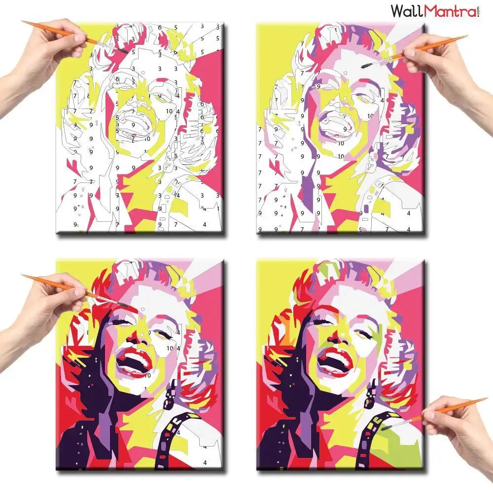 Marilyn Monroe Colourful DIY (Do-It-Yourself) / Paint by numbers canvas painting kit