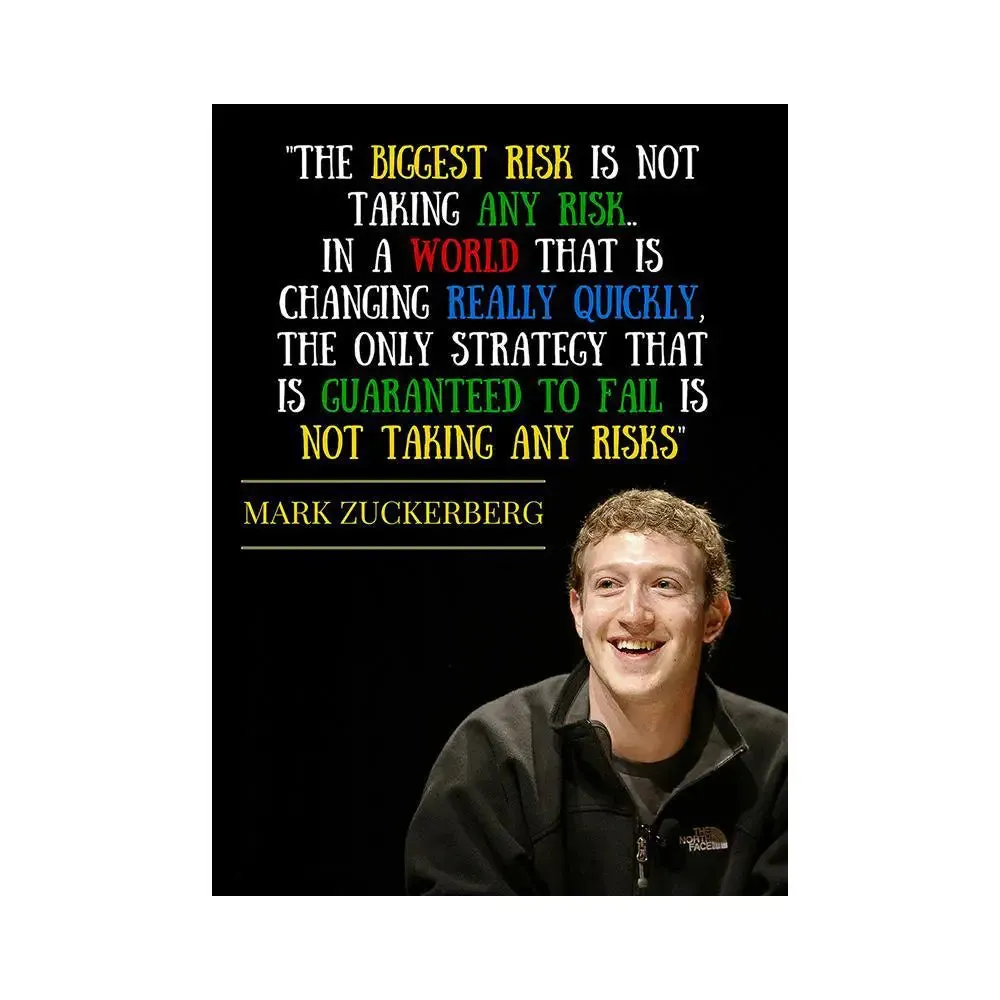 Mark Zuckerberg Quote  Poster Framed Large 16" X 21"